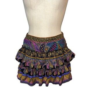 Love The Label Women’s Padma Floral Paisley Mini Ruffle Skirt size S NWT